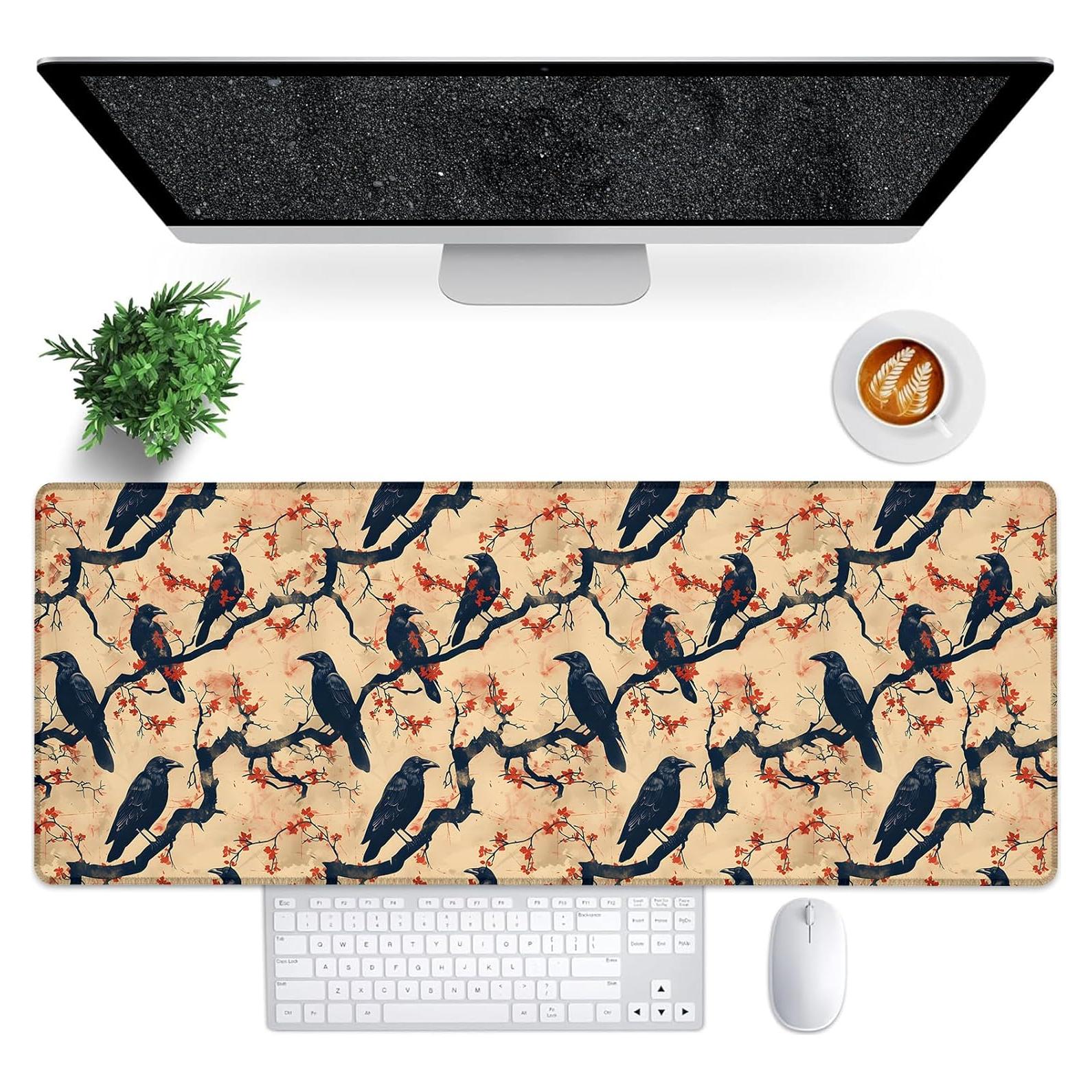 Alfombrilla de Ratón Extendida Bidesk Crow 80x30 cm Gótica