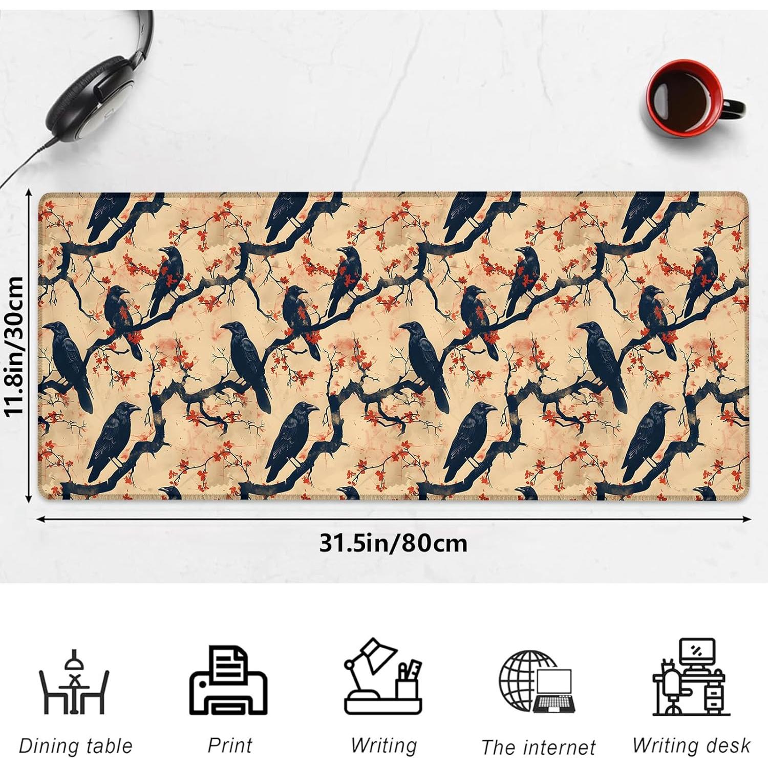 Alfombrilla de Ratón Extendida Bidesk Crow 80x30 cm Gótica