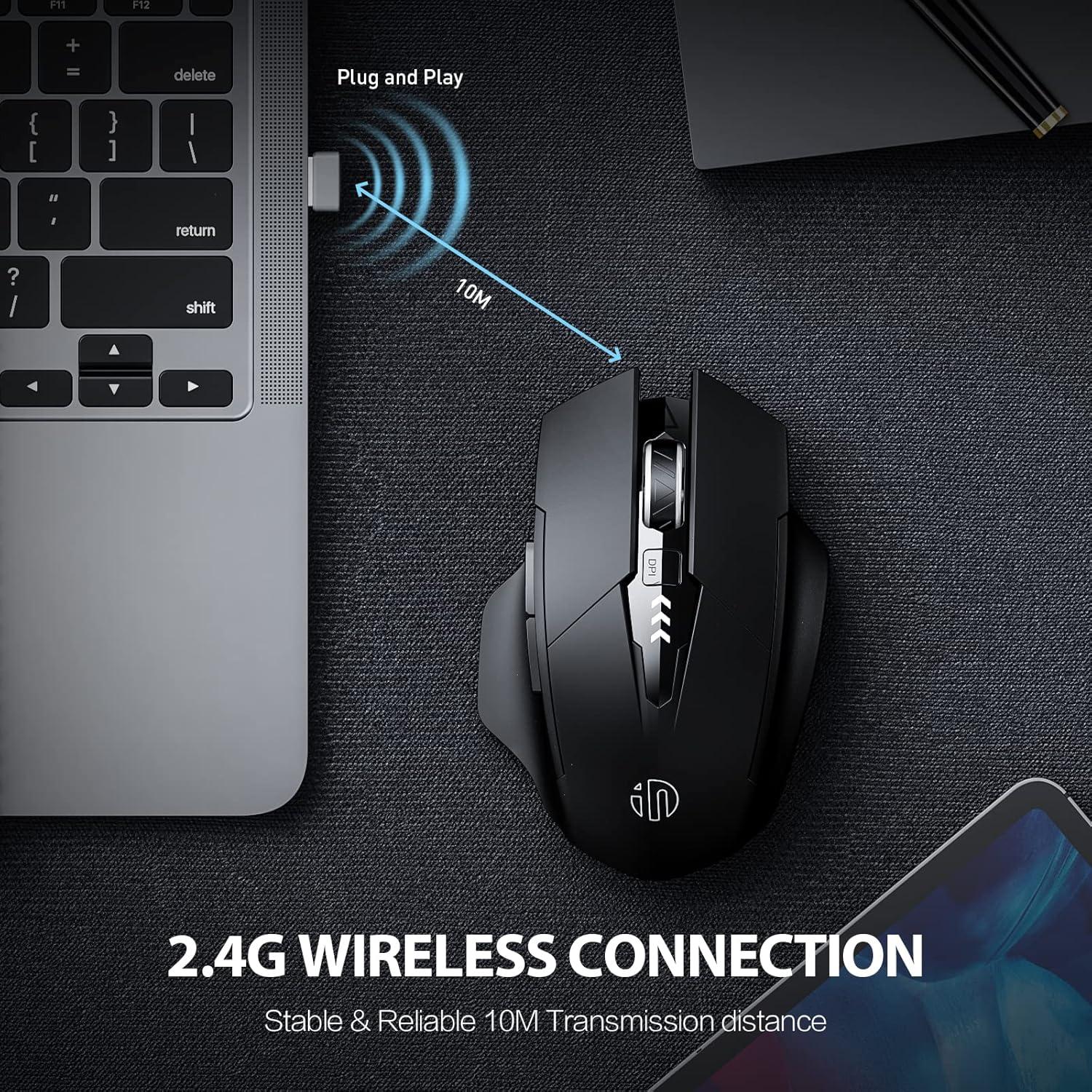 Ratón Inphic Inalámbrico Recargable 2400 DPI Ergonómico