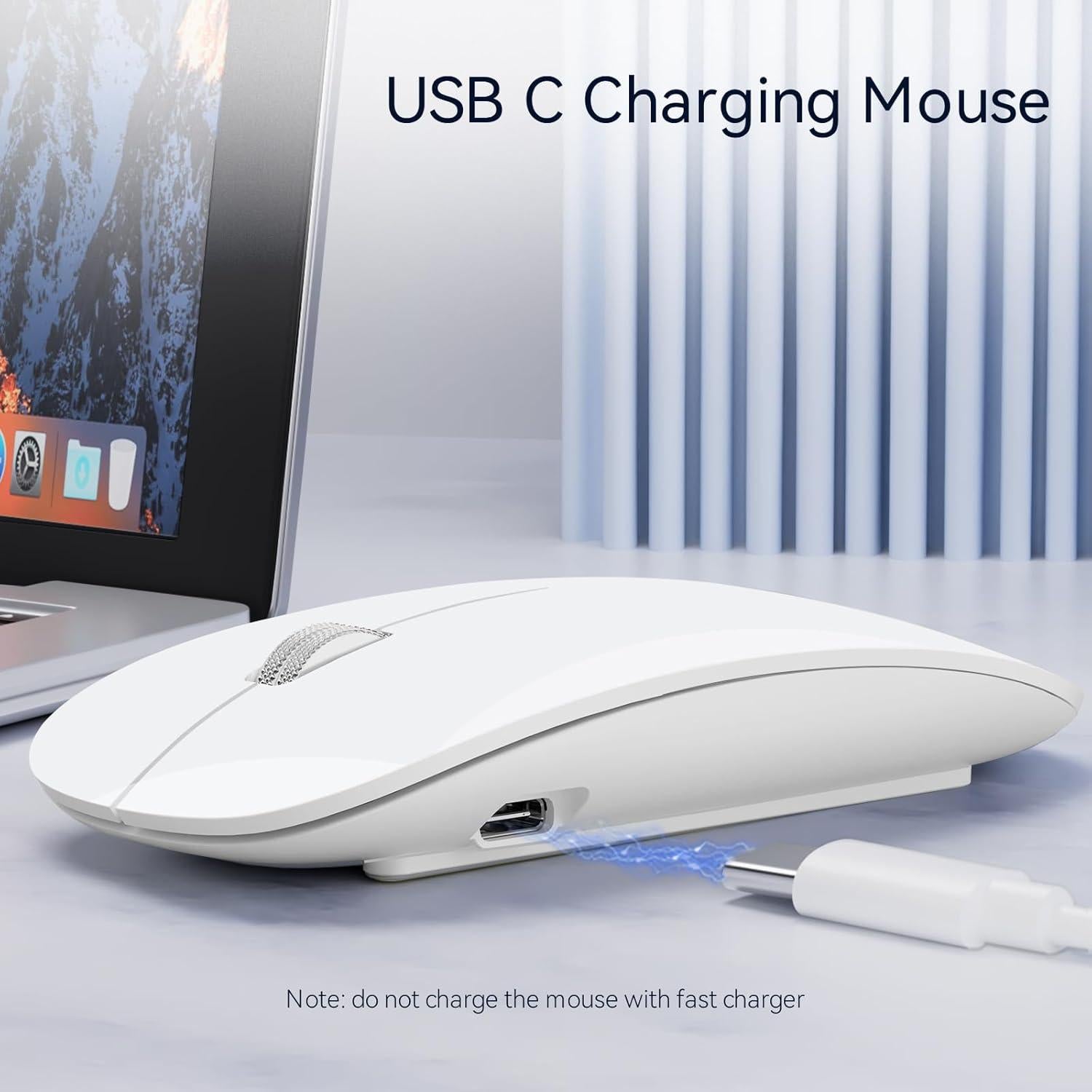 Ratón Inalámbrico Uiosmuph G11 Recargable USB C Blanco