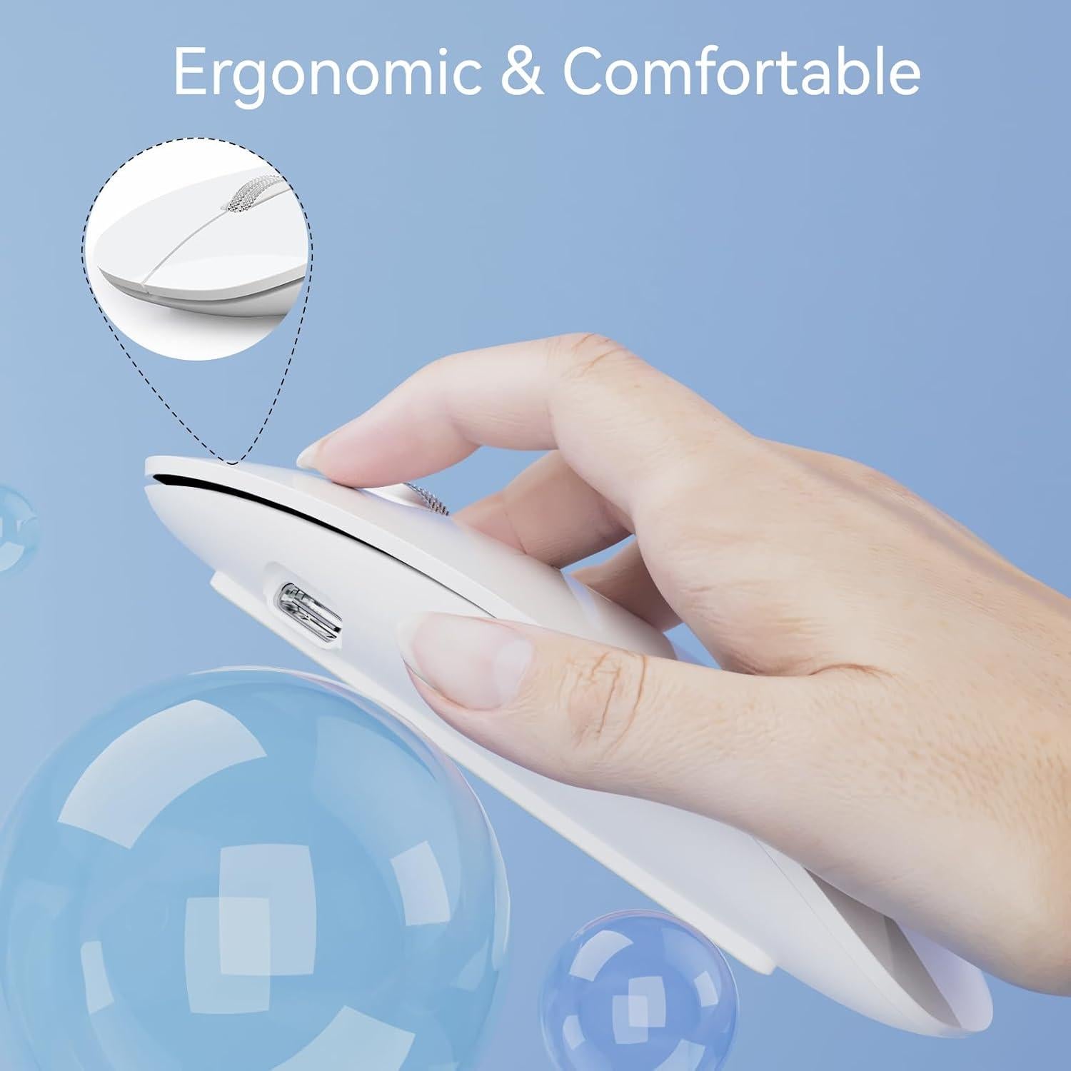 Ratón Inalámbrico Uiosmuph G11 Recargable USB C Blanco