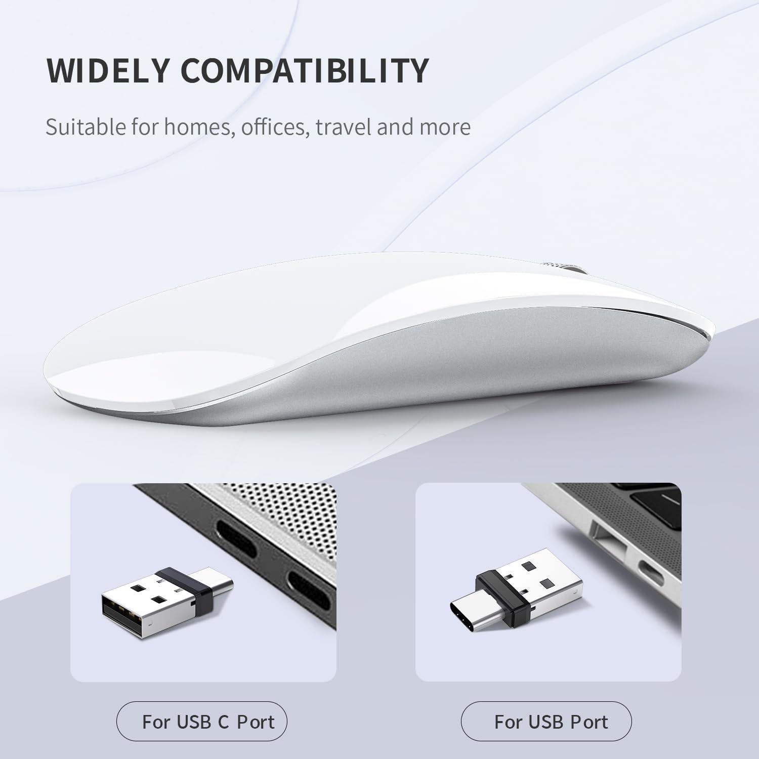 Ratón Inalámbrico Uiosmuph G11 Recargable USB C Blanco