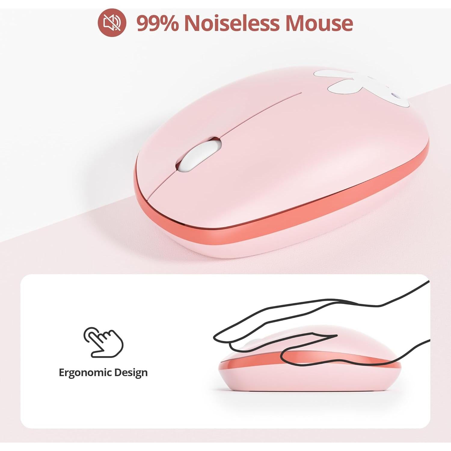 Teclado y Ratón Inalámbricos CJXSP Rosa Retro 2.4GHz 104 Teclas