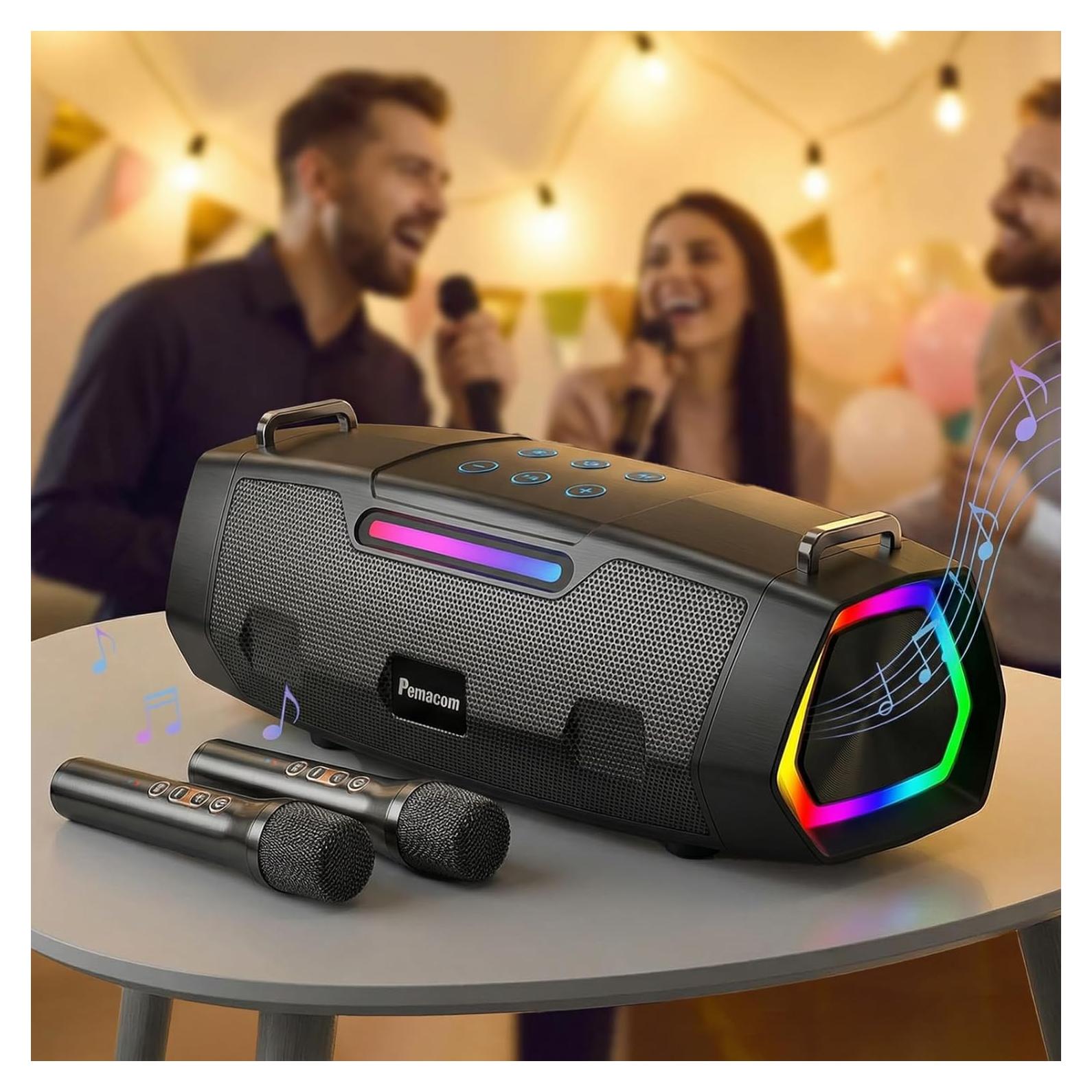 Máquina de Karaoke Bluetooth Pemacom PM01 60W con 2 Micrófonos