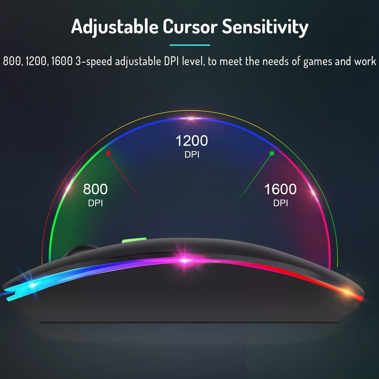 Ratón Inalámbrico LWGDP Bluetooth 5.0 + 2.4GHz USB Negro LED