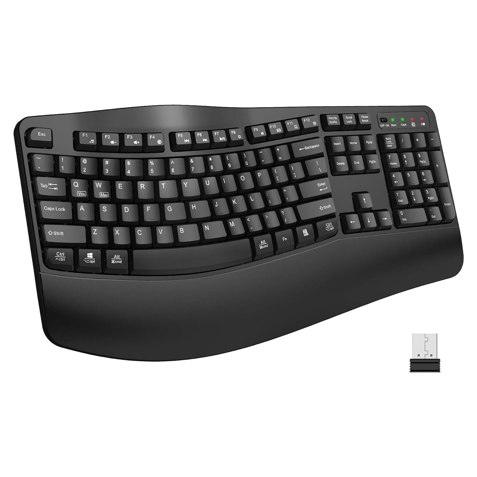 Teclado Inalámbrico Ergonómico EDJO K399 para Manos Grandes