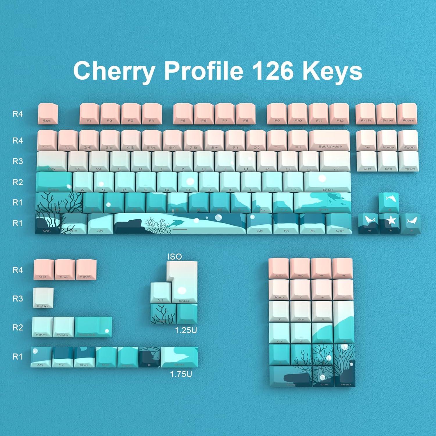 Conjunto de Teclas Mecánicas JSJT 126 PBT Doble Inyección Tema Marino