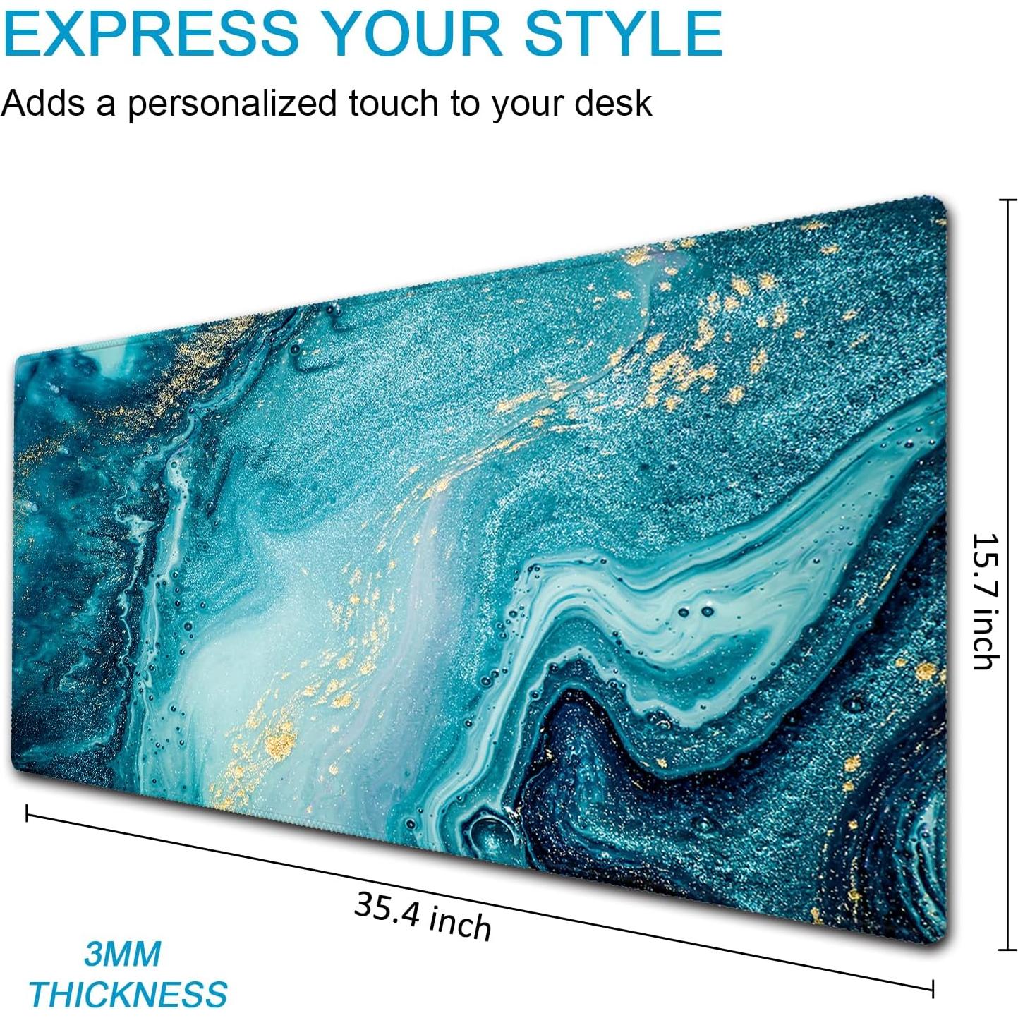 Alfombrilla de Ratón iDonzon XXL 90x40 cm Antideslizante Mármol Azul