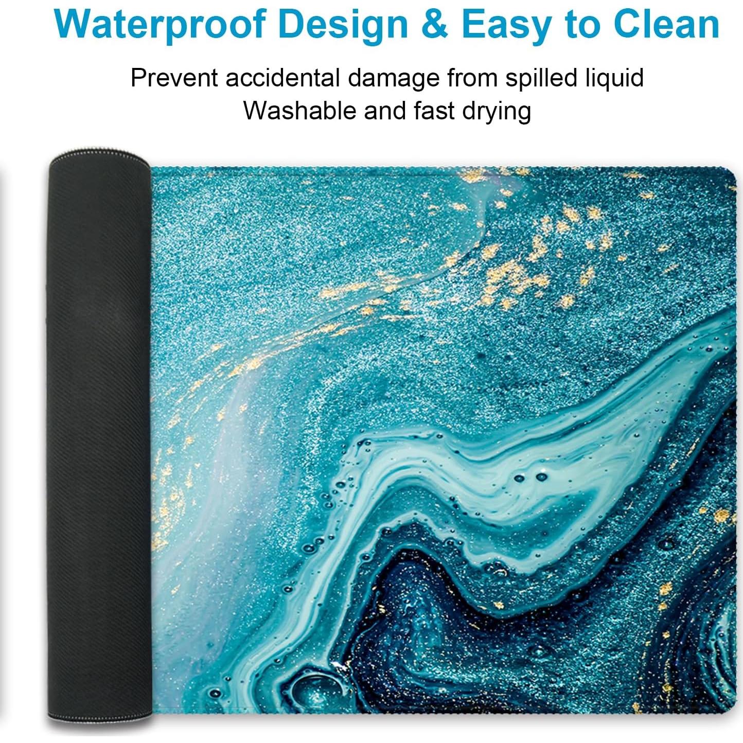 Alfombrilla de Ratón iDonzon XXL 90x40 cm Antideslizante Mármol Azul