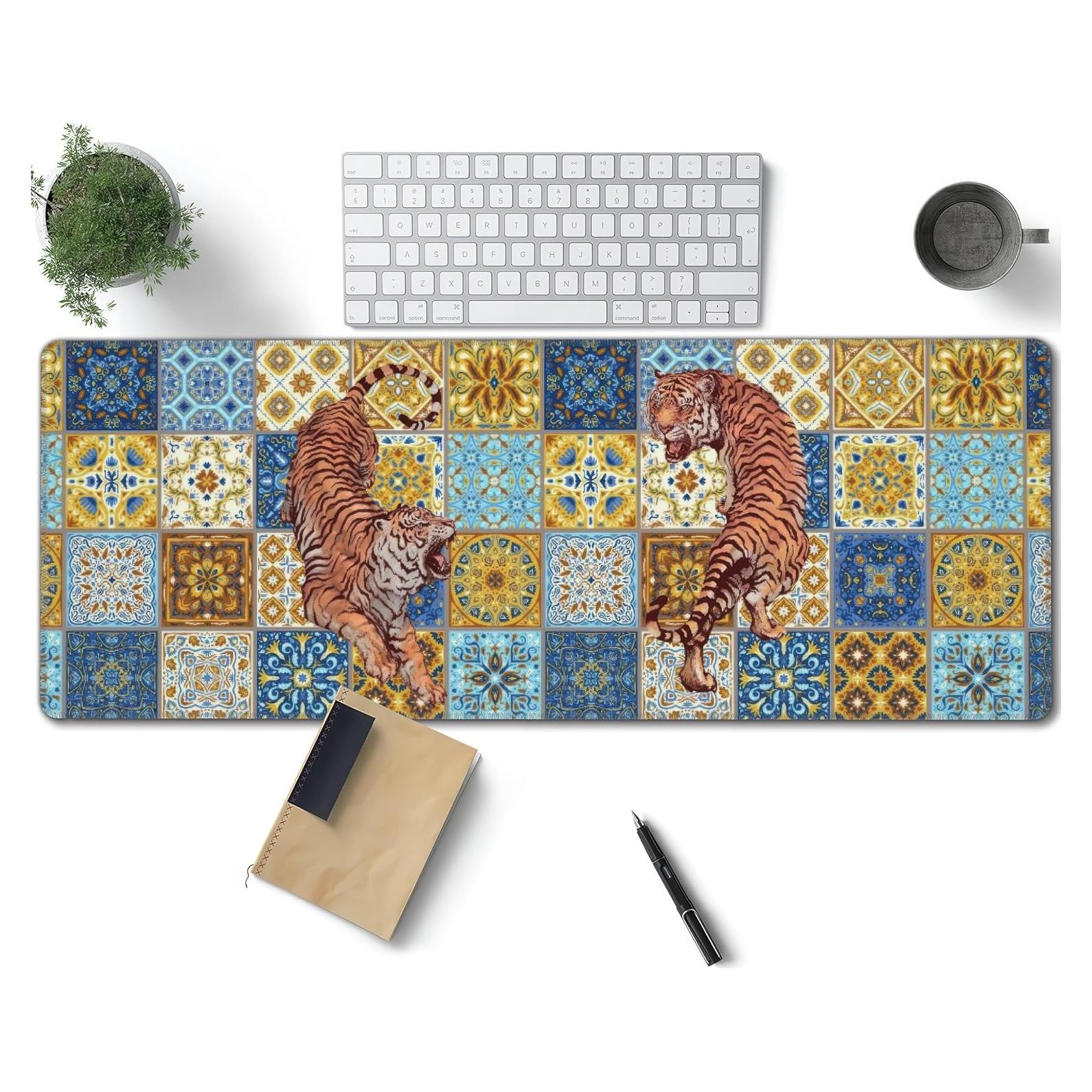 Alfombrilla de Ratón Grande ZPPTZNDTT Tigre Azulejos 80x30cm