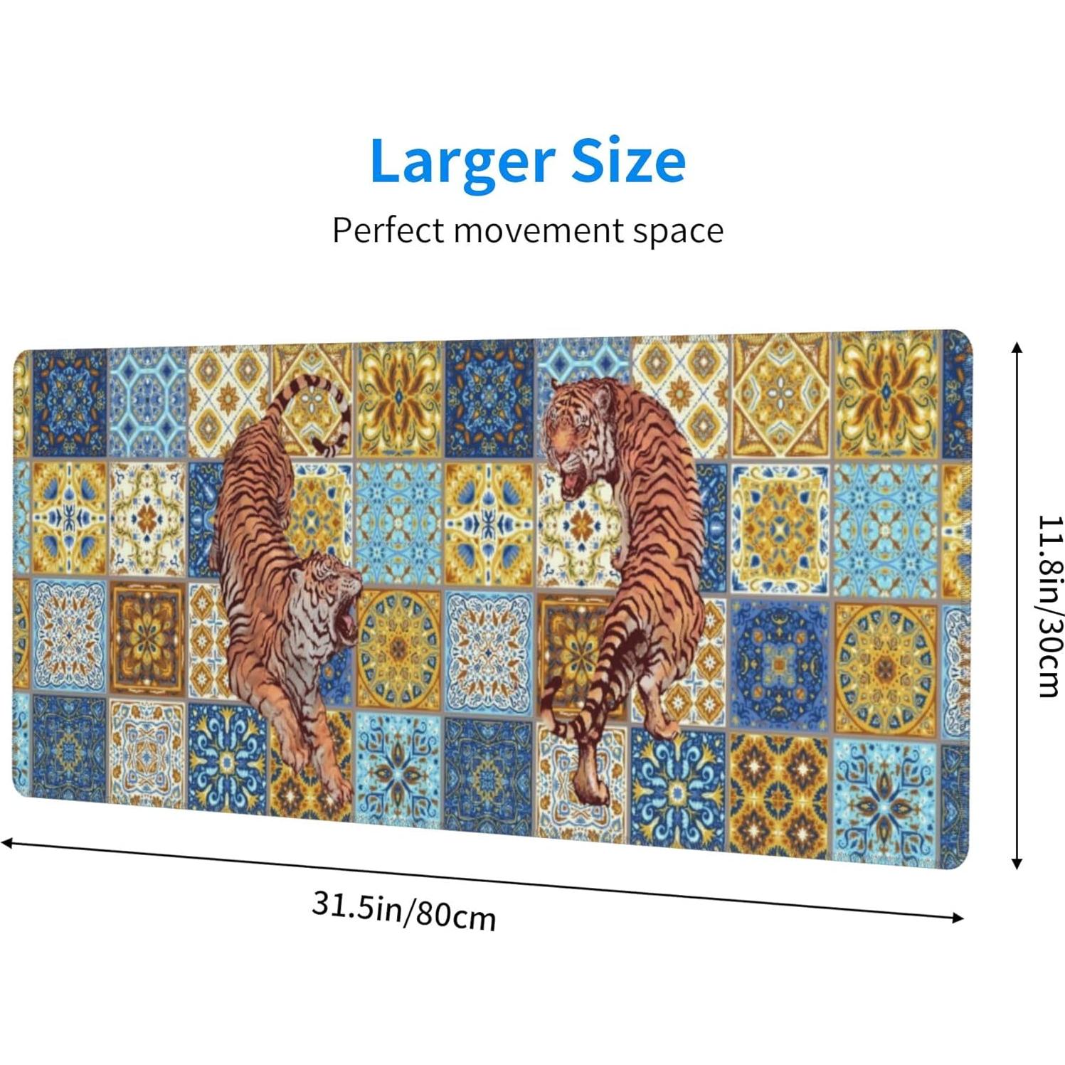 Alfombrilla de Ratón Grande ZPPTZNDTT Tigre Azulejos 80x30cm