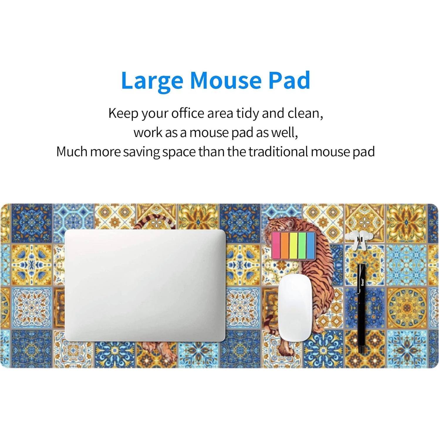 Alfombrilla de Ratón Grande ZPPTZNDTT Tigre Azulejos 80x30cm