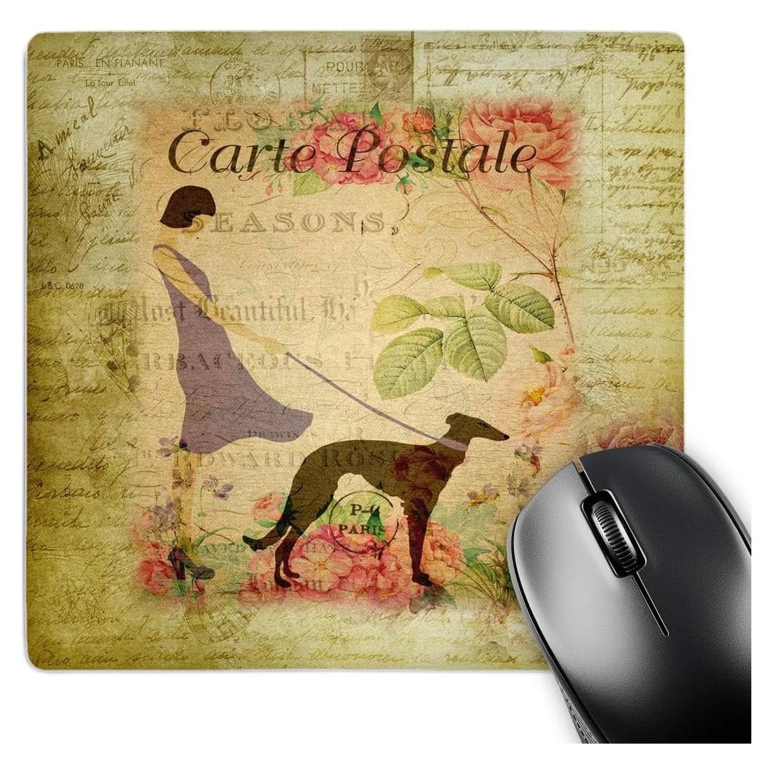 Alfombrilla para Ratón 3dRose Dama Francesa con Perro Galgo