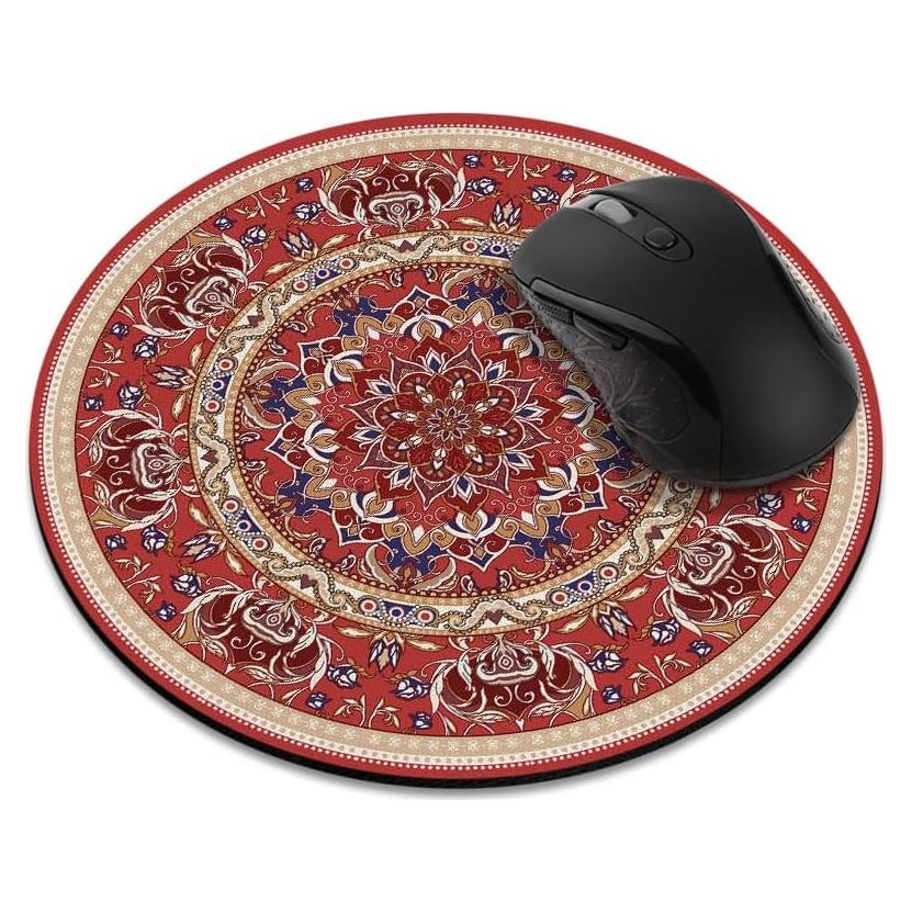 Alfombrilla de Ratón Redonda WIRESTER Persa Roja Vintage 200mm