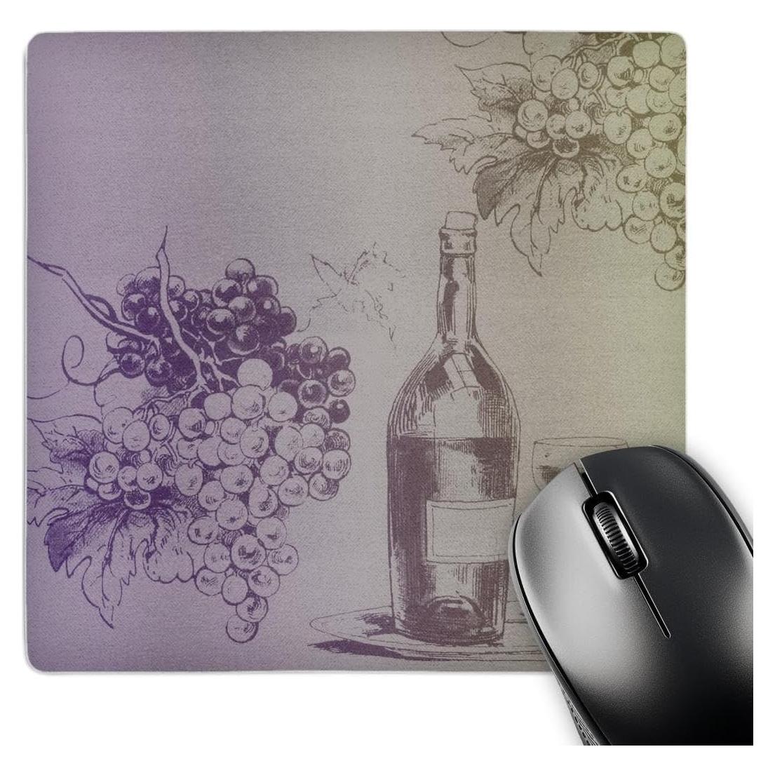 Alfombrilla de Ratón 3dRose Uvas y Vino 20.32cm Redonda