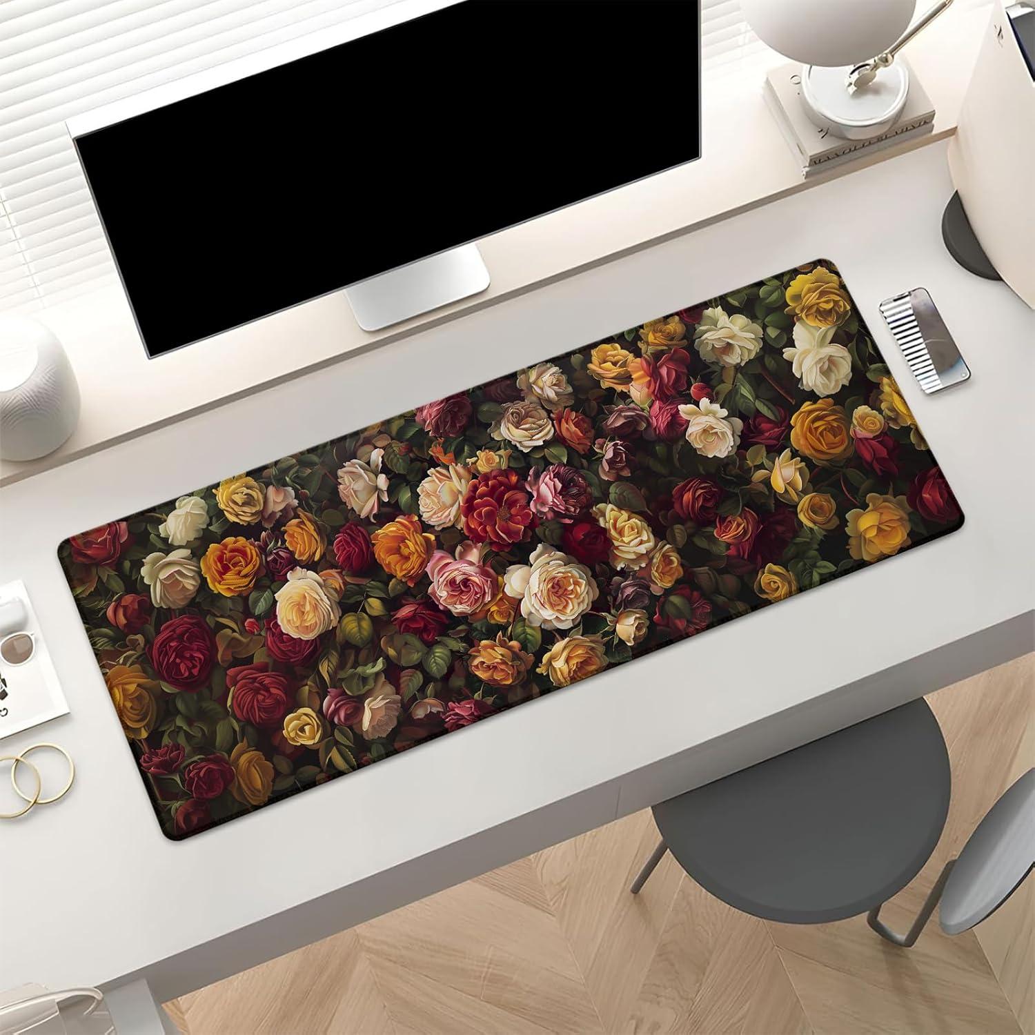 Alfombrilla de Ratón Grande Dhakalrlde Floral 80x30cm Antideslizante