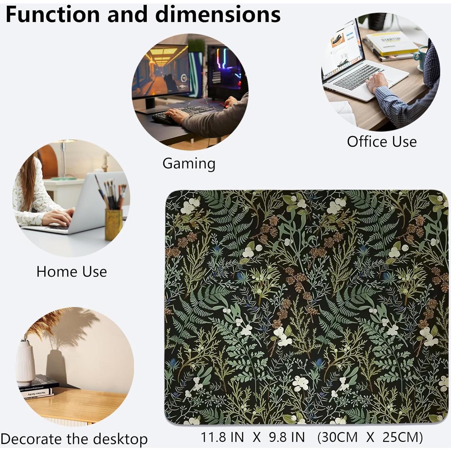 Alfombrilla de Ratón Floral Verde Oscuro PaJiaNi 30x25 cm