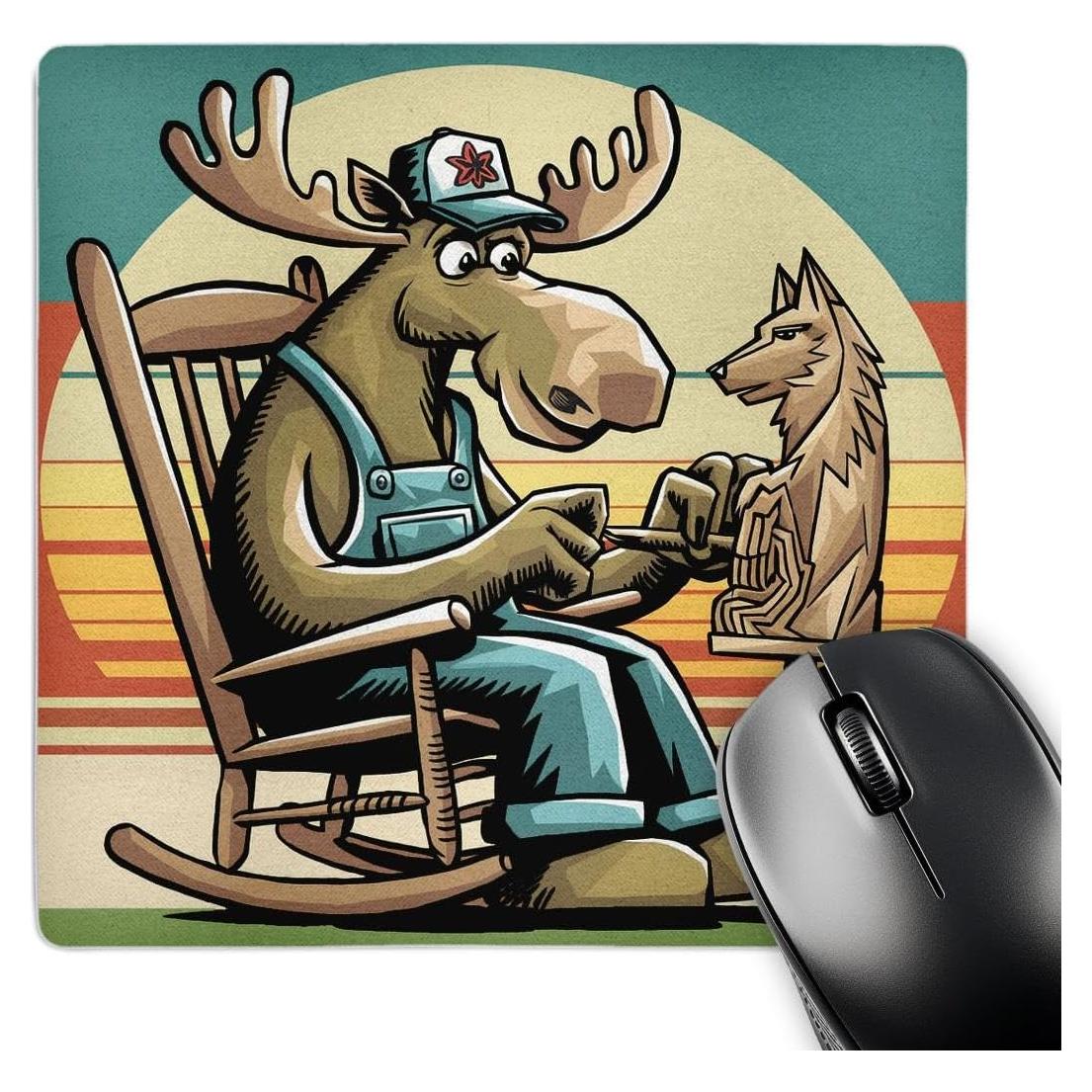 Alfombrilla de Ratón 3dRose Alce en Cabaña Vintage 20.32x20.32 cm