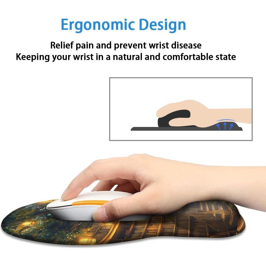 Alfombrilla de Ratón Ergonómica AFUZLE con Reposamuñecas Gel Bosque Bonito