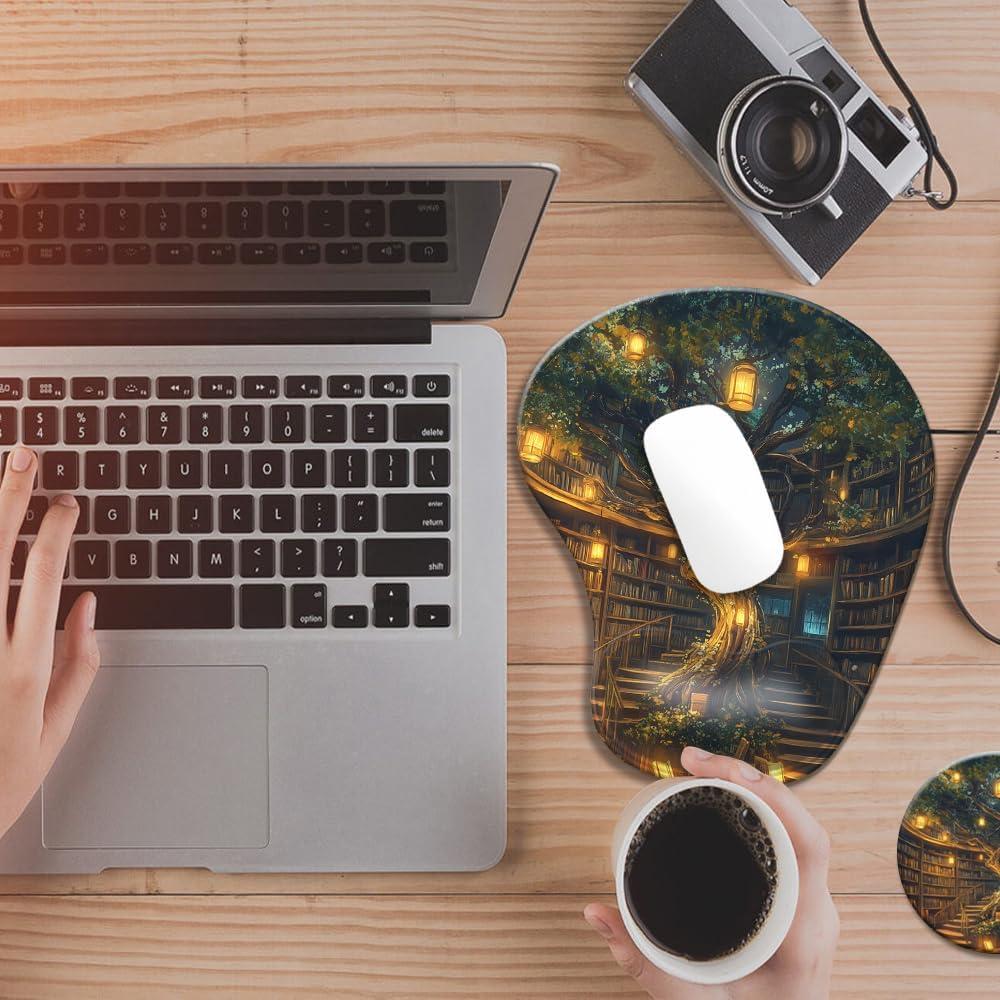 Alfombrilla de Ratón Ergonómica AFUZLE con Reposamuñecas Gel Bosque Bonito