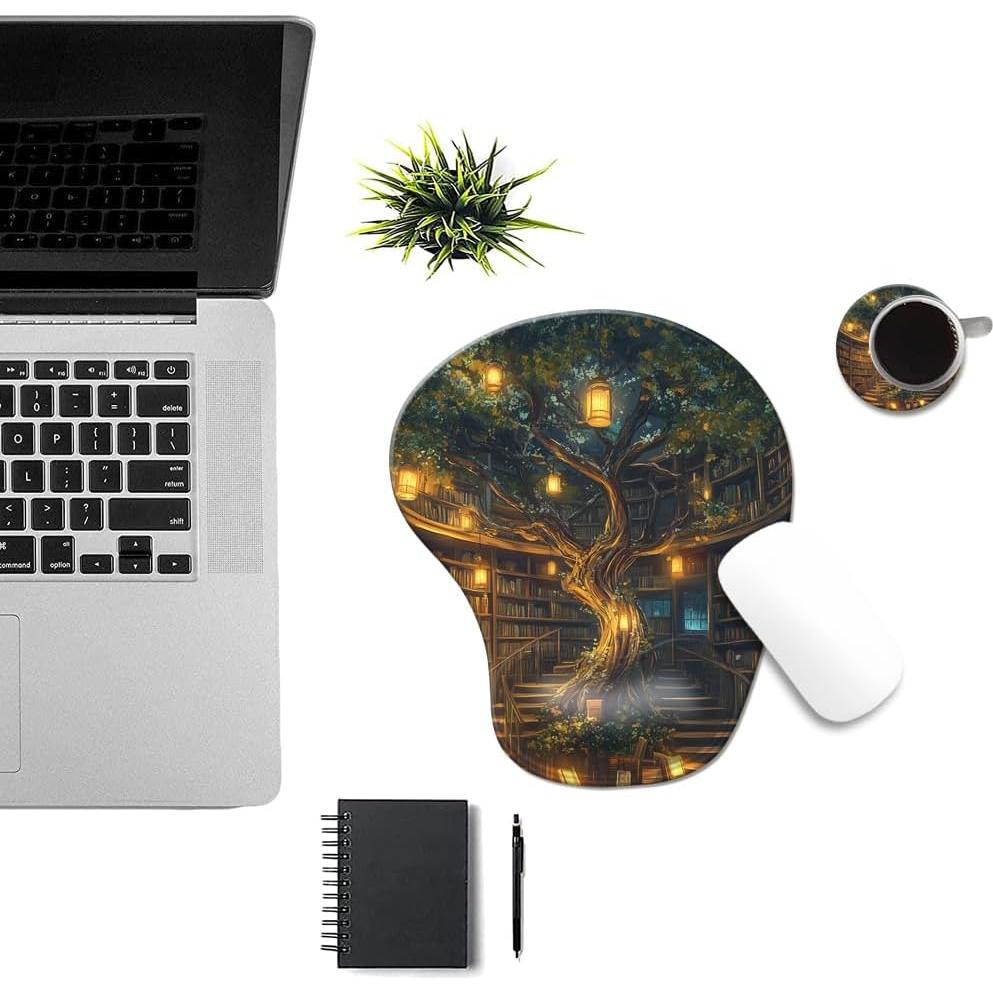 Alfombrilla de Ratón Ergonómica AFUZLE con Reposamuñecas Gel Bosque Bonito