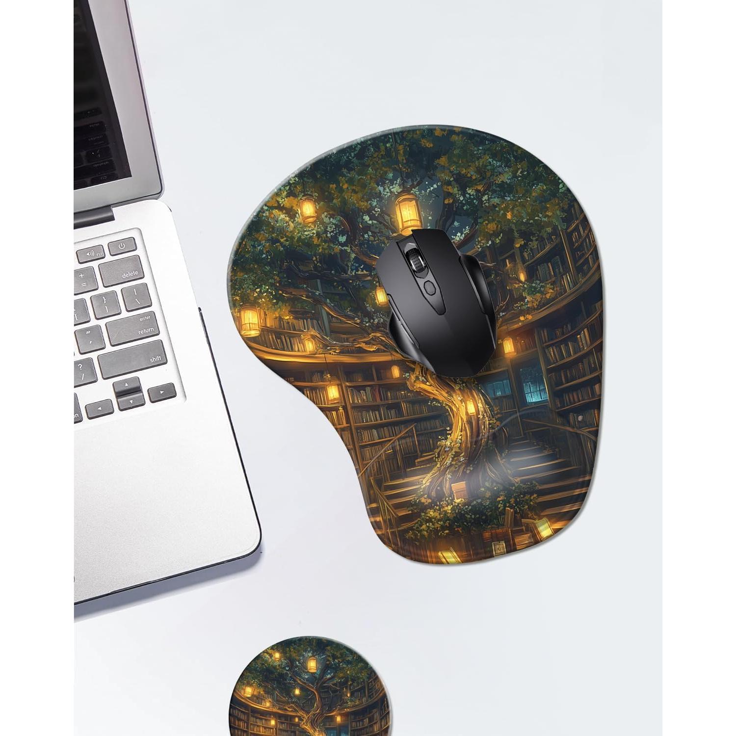 Alfombrilla de Ratón Ergonómica AFUZLE con Reposamuñecas Gel Bosque Bonito