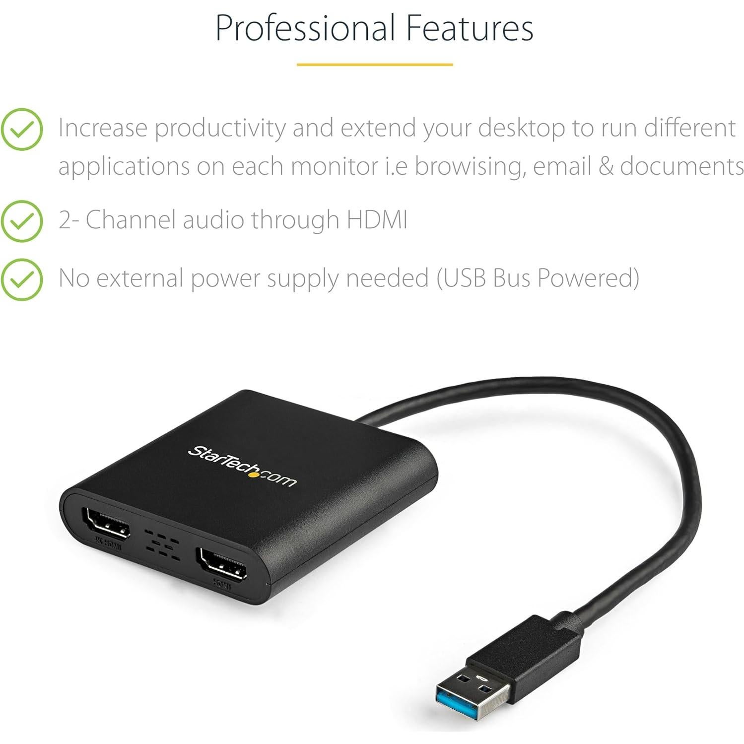 Adaptador USB 3.0 a Doble HDMI StarTech 4K 30Hz Windows