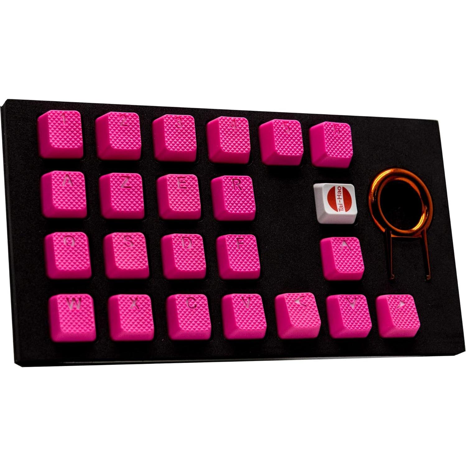 Juego de Teclas Retroiluminadas TAI-HAO 22 Teclas Goma Rosa Neón