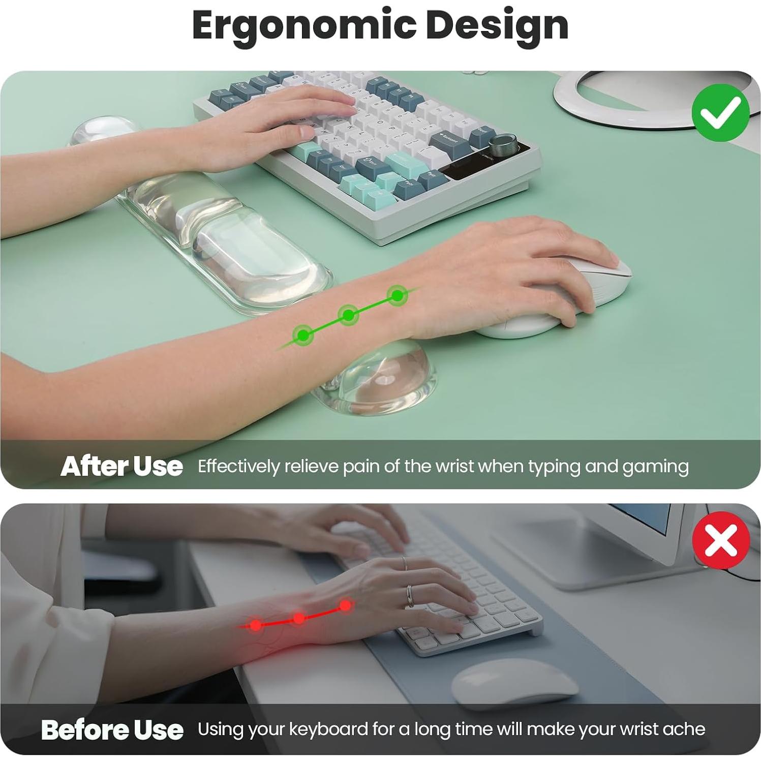 Reposamuñecas de Gel Ergonómico TECKNET Transparente 2 Piezas