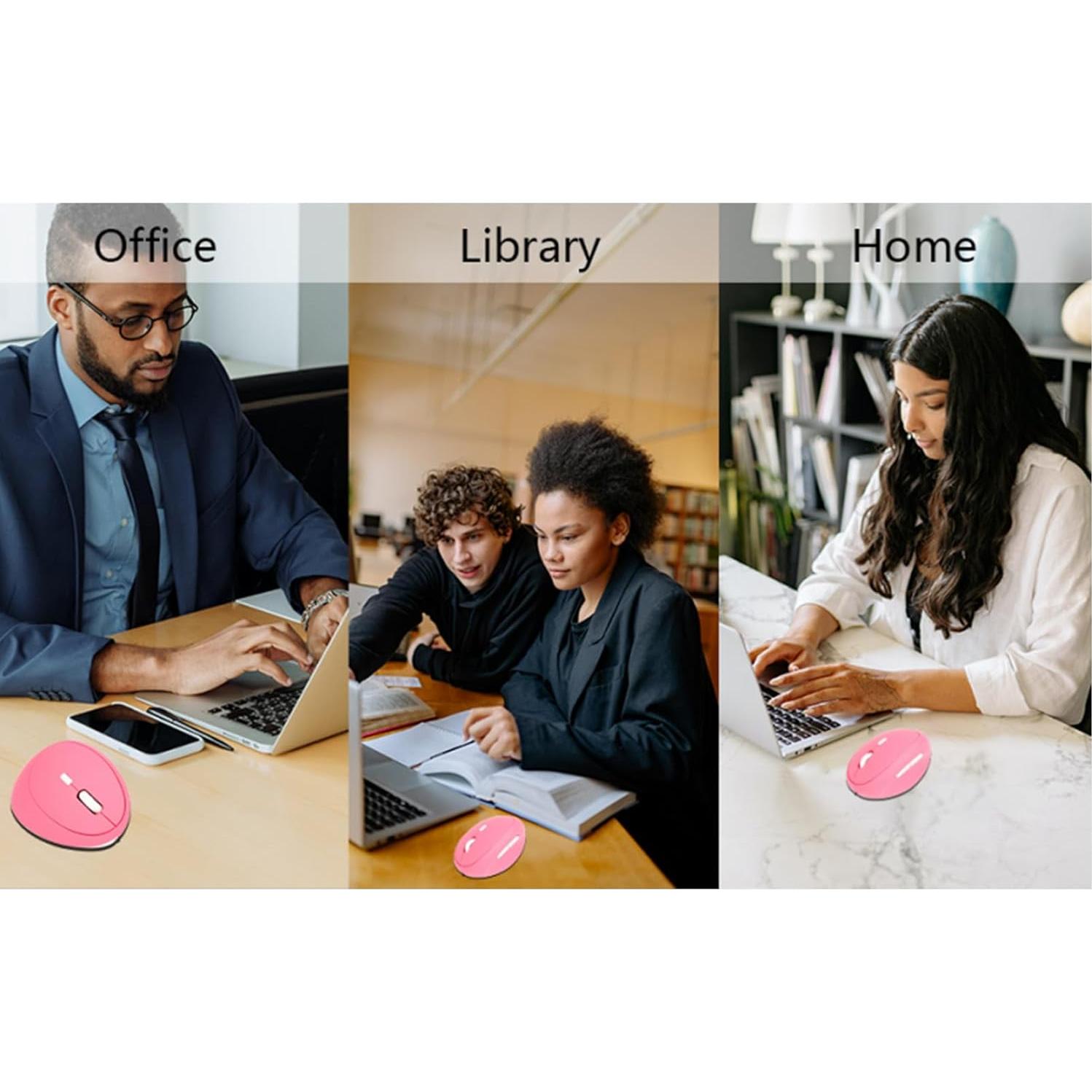 Mouse Inalámbrico Ergonómico Super Space Rosa 1600 DPI