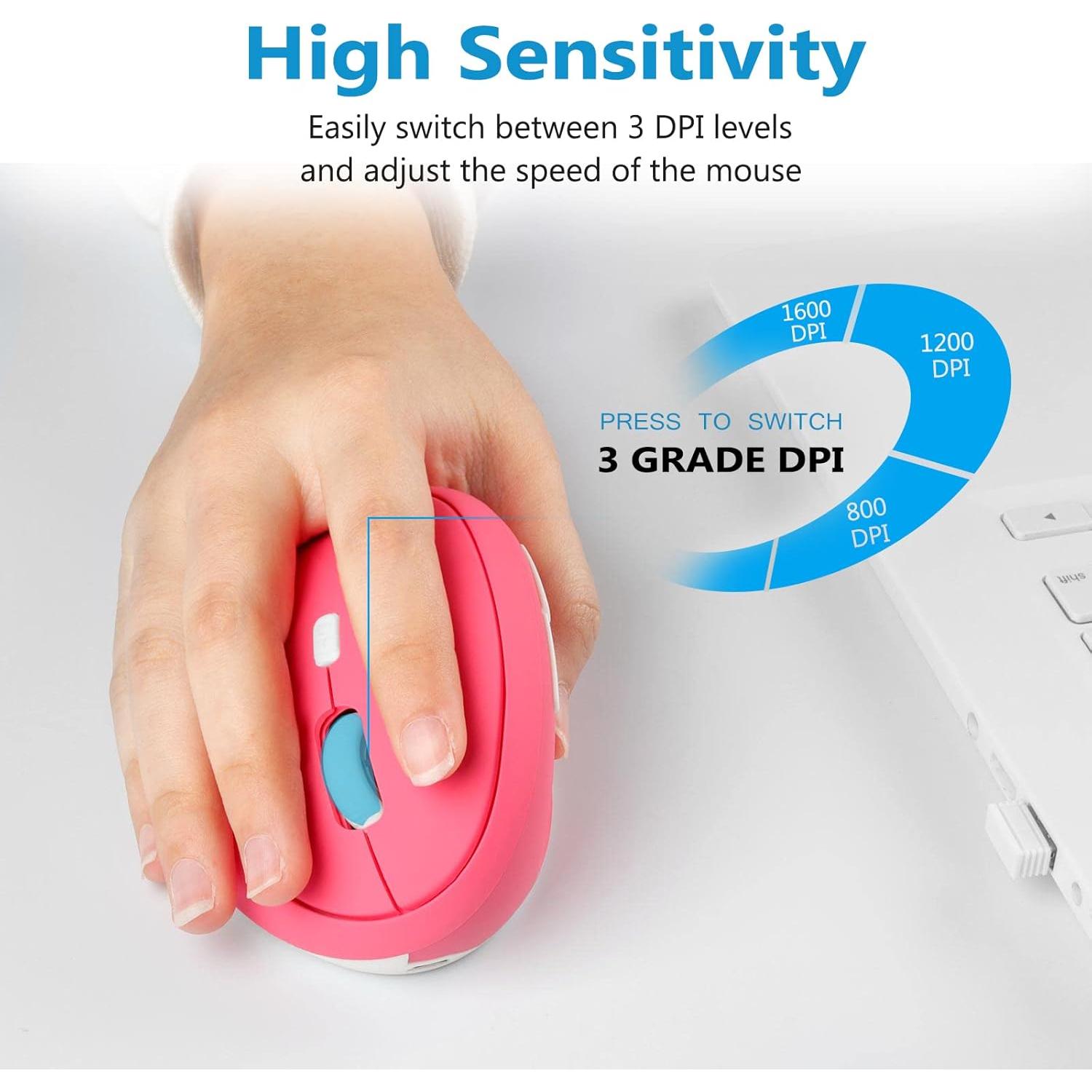 Mouse Inalámbrico Ergonómico Super Space Rosa 1600 DPI