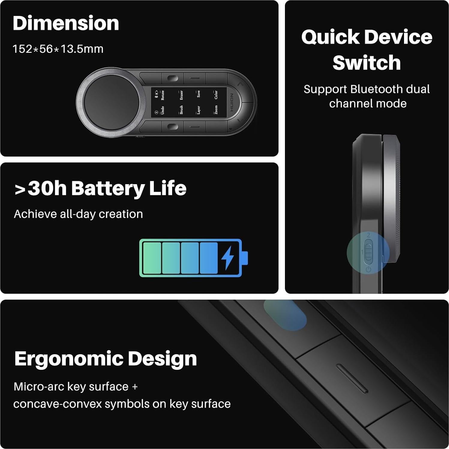 Teclado Programable Huion K40 Bluetooth Doble con Diales
