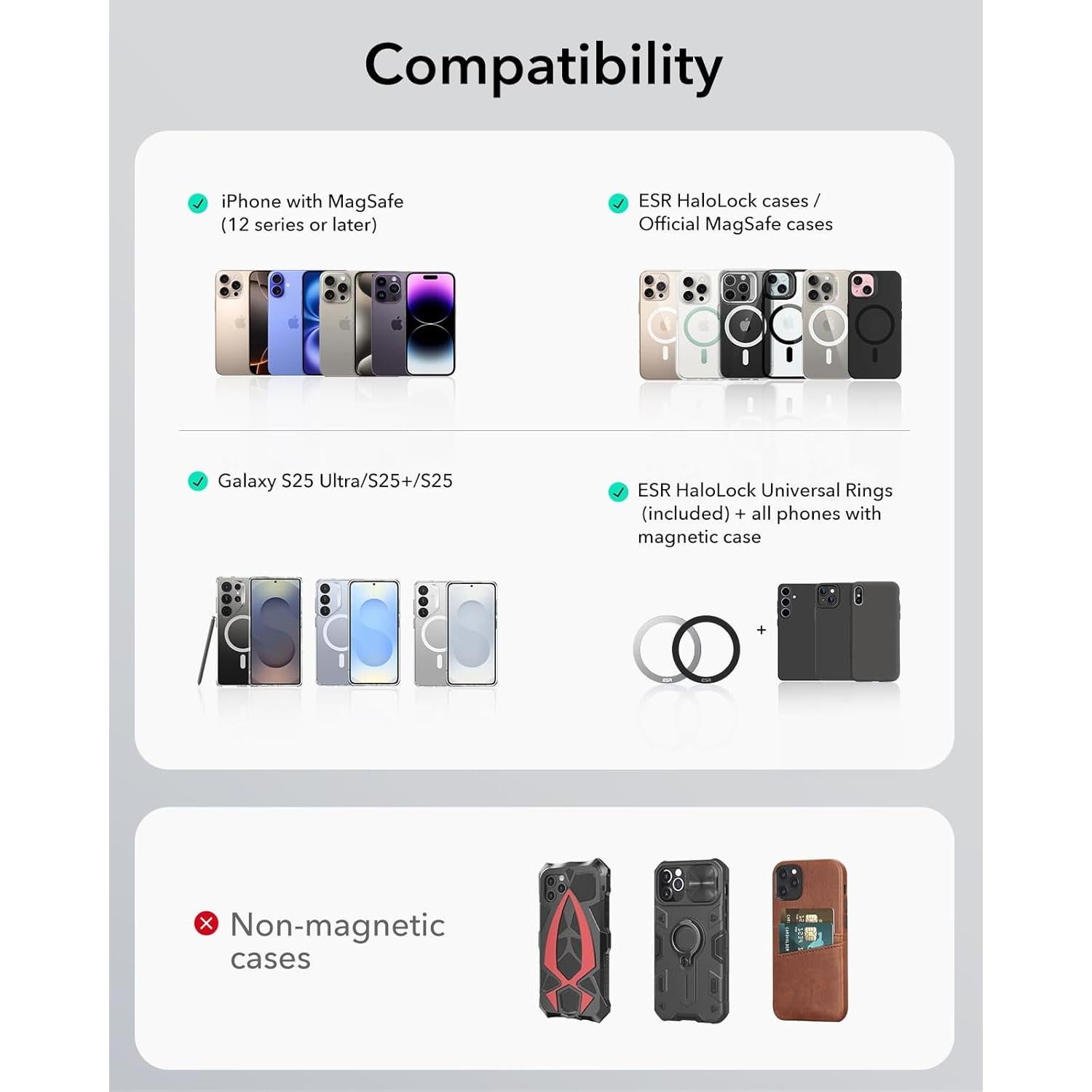 Soporte para coche ESR MagSafe negro para smartphones