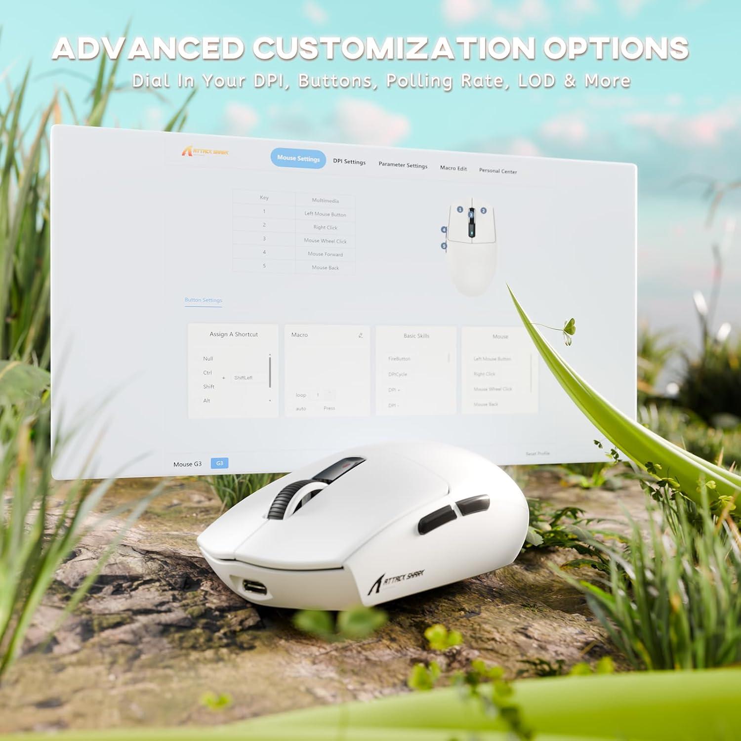 Ratón Gaming Inalámbrico Attack Shark G3 - 25000 DPI, 59g