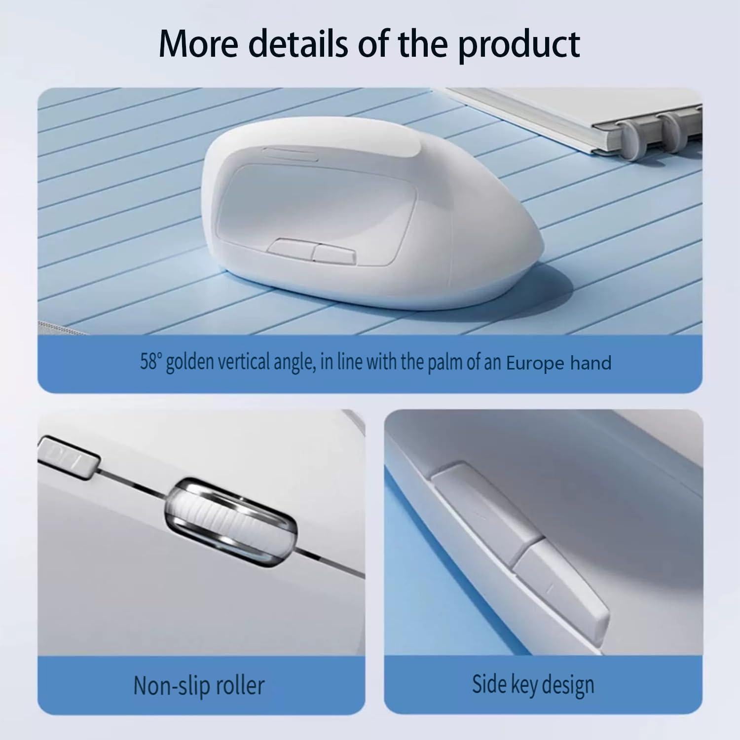 Ratón Vertical Ergonómico Inalámbrico Modid ZLSB-B 3200DPI Azul