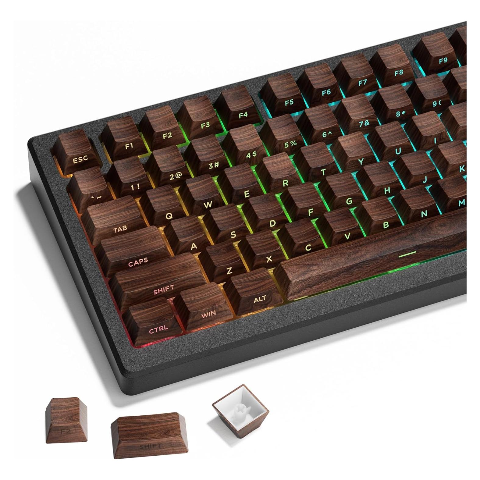 Conjunto de Teclas PBT Personalizadas HITIME 126 Piezas Nogal