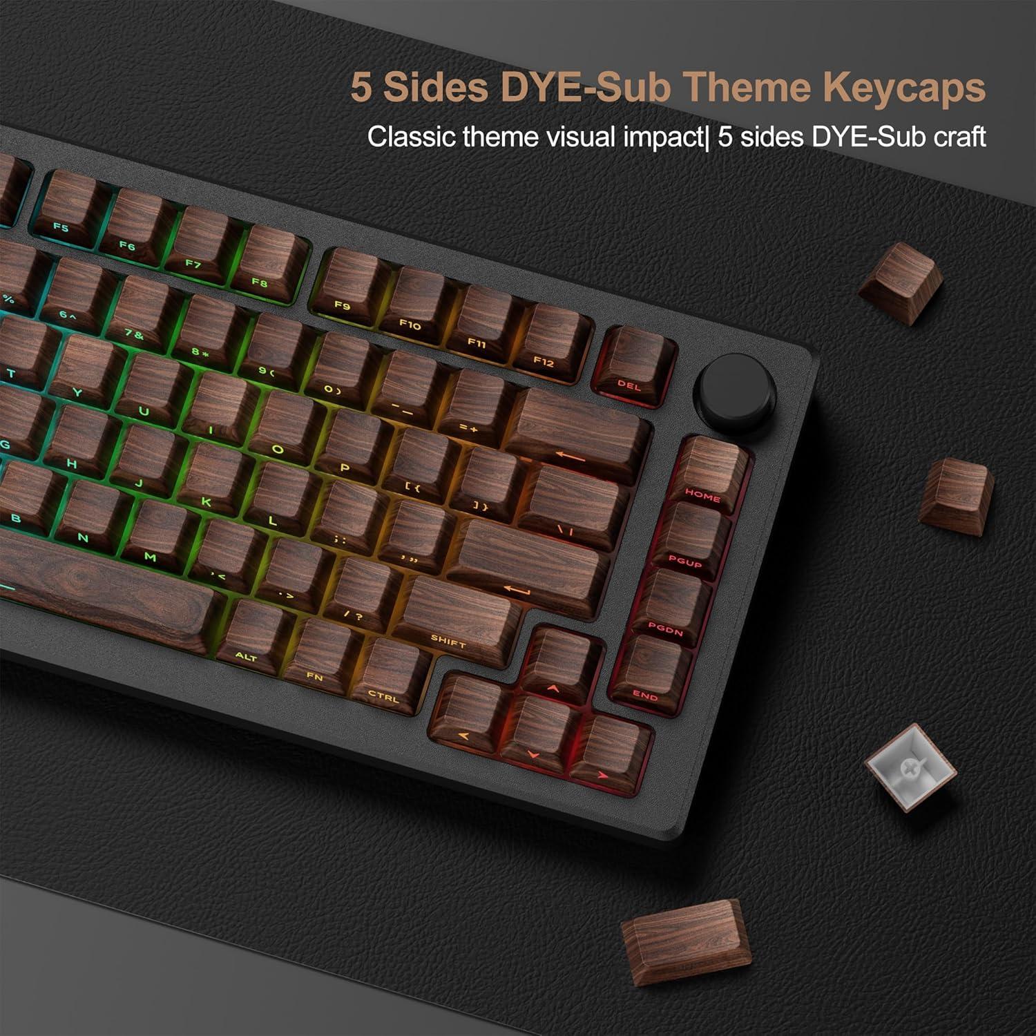 Conjunto de Teclas PBT Personalizadas HITIME 126 Piezas Nogal