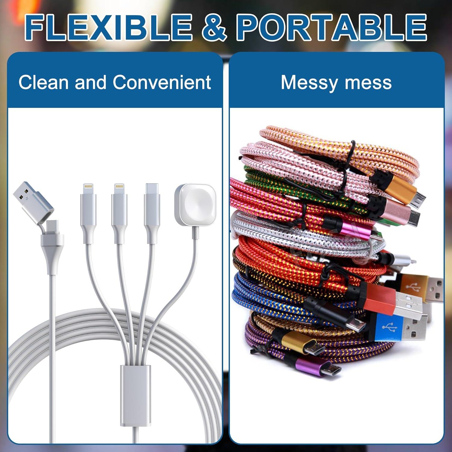 Cable de Carga 4 en 2 para iPhone y Apple Watch - 1.8m