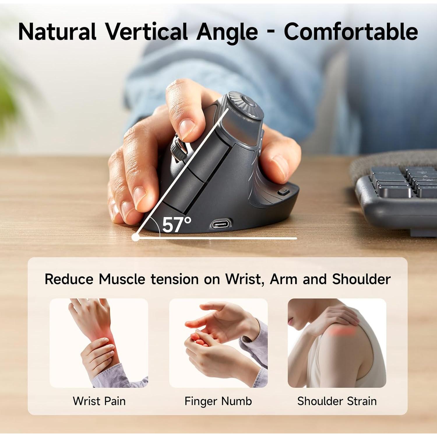 Ratón Vertical Ergonómico SANWA GMAERGWBT2-DP 800-2400 DPI