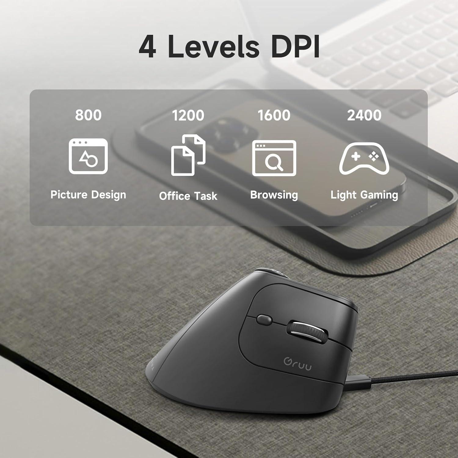 Ratón Vertical Ergonómico SANWA GMAERGWBT2-DP 800-2400 DPI