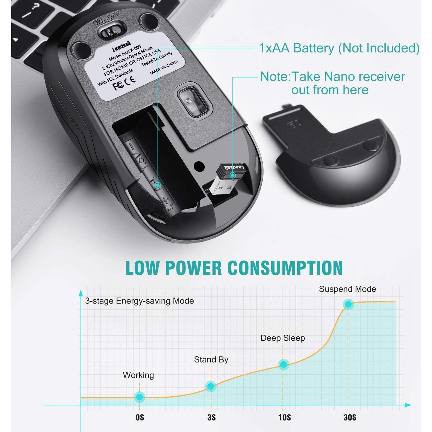 Ratón Inalámbrico LeadsaiL LX-009 Compacto Silencioso 2.4GHz