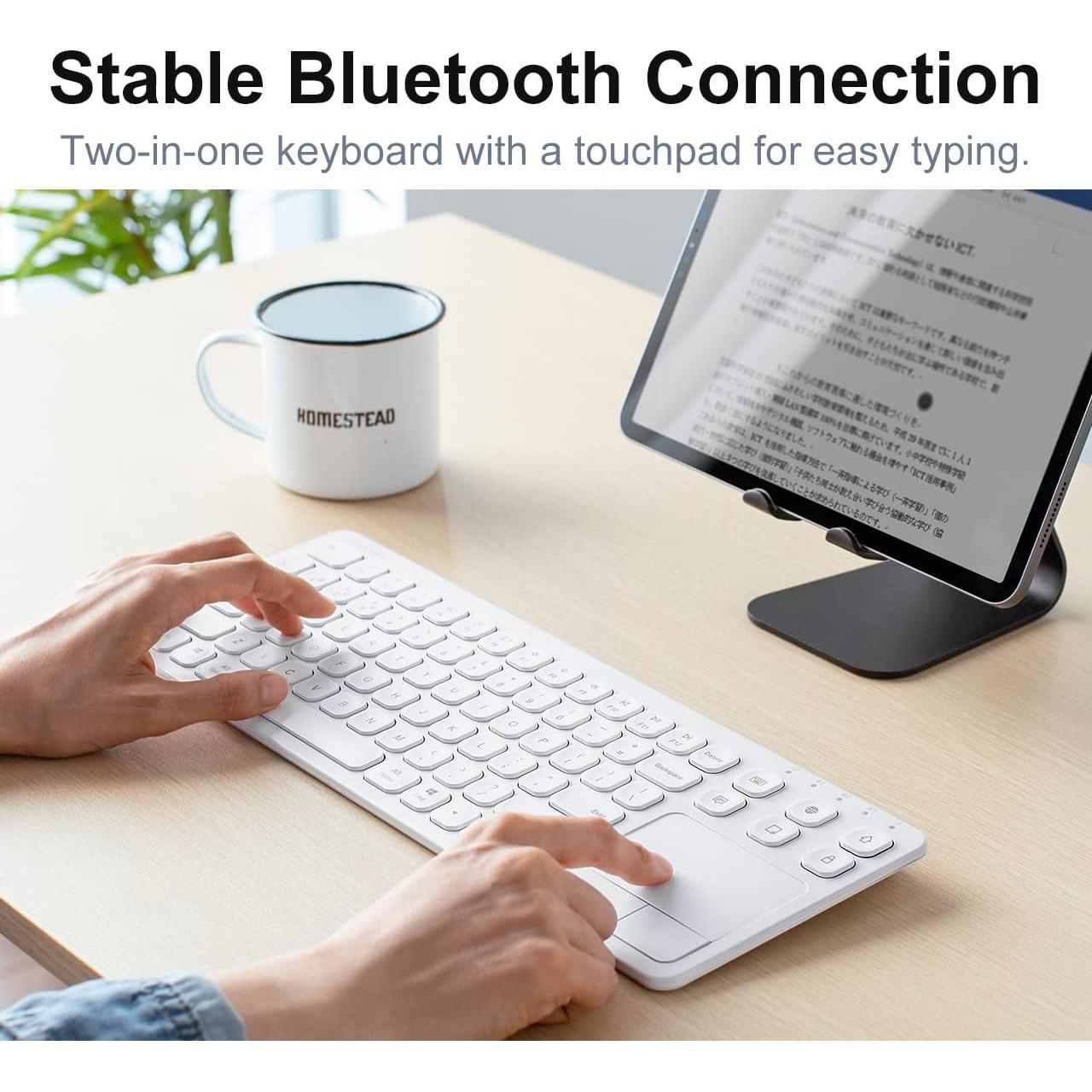 Teclado Bluetooth Multi Dispositivo SANWA con Touchpad y Ratón Ergonómico