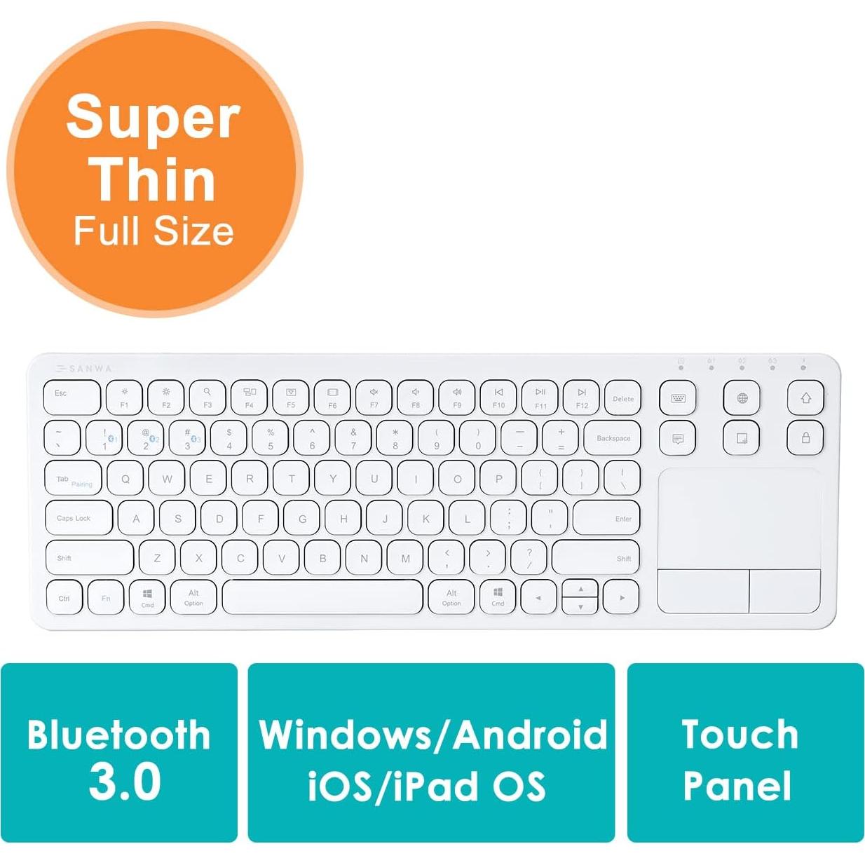 Teclado Bluetooth Multi Dispositivo SANWA con Touchpad y Ratón Ergonómico