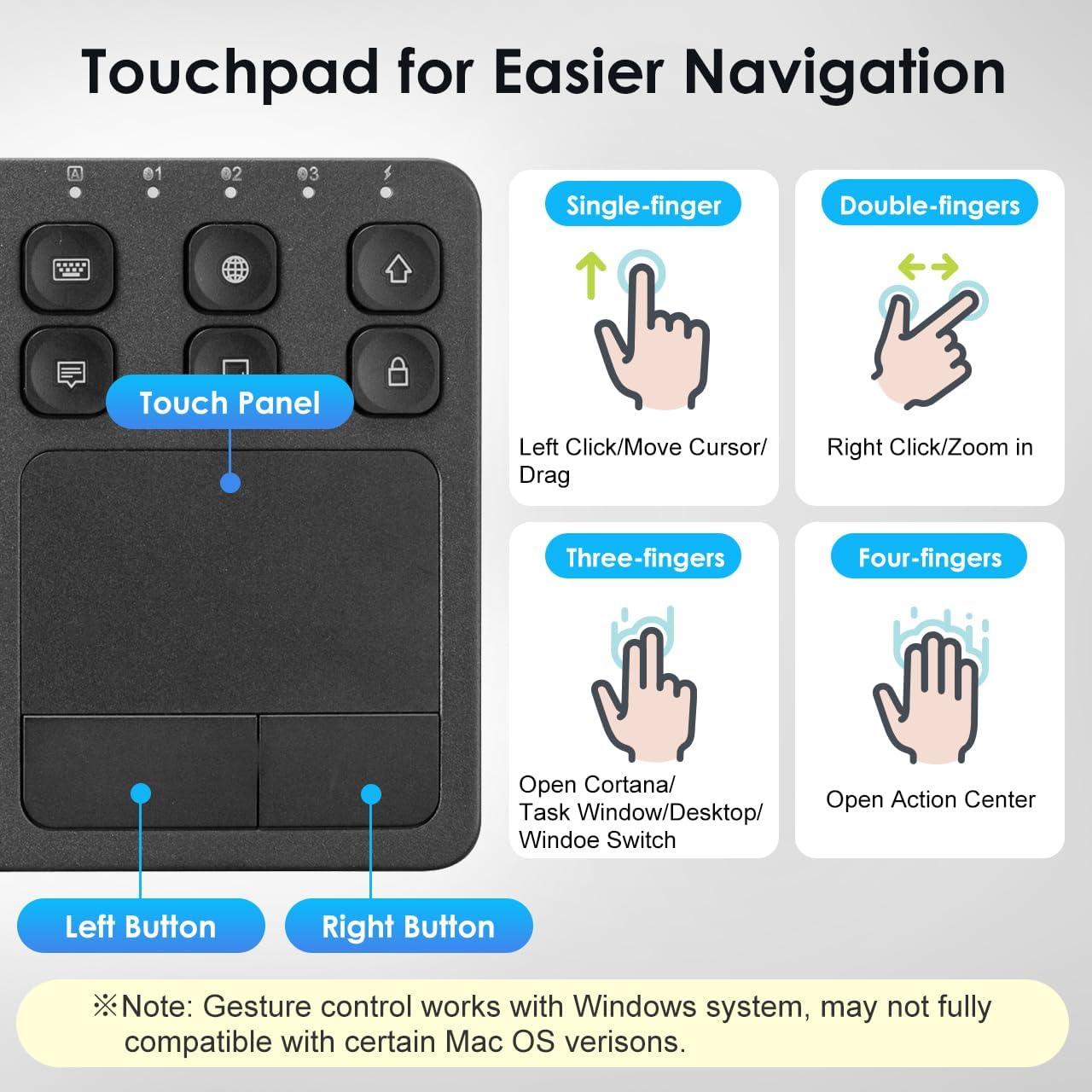 Teclado Bluetooth Multi Dispositivo SANWA con Touchpad y Ratón Ergonómico Vertical