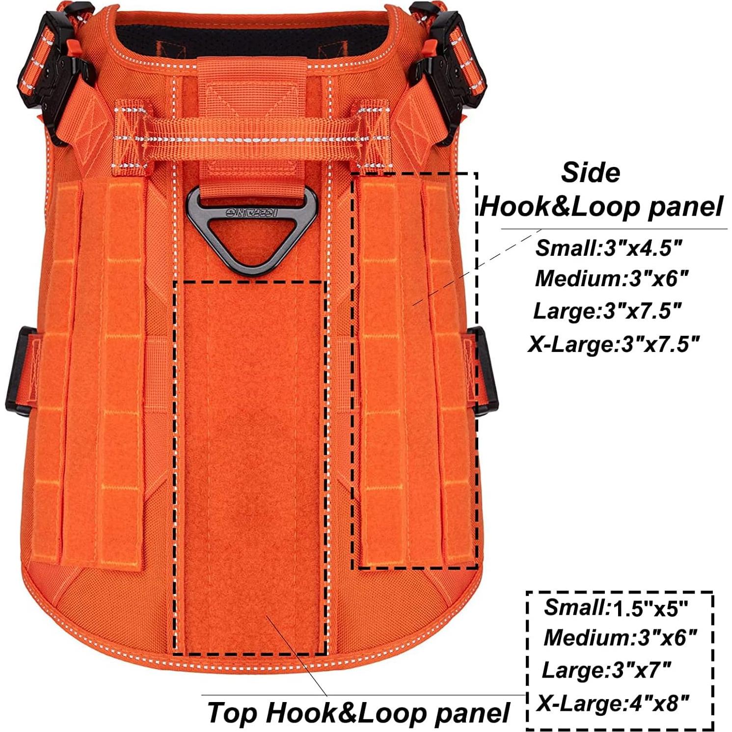 Arnés Táctico para Perros ICEFANG X-Grande Naranja MOLLE