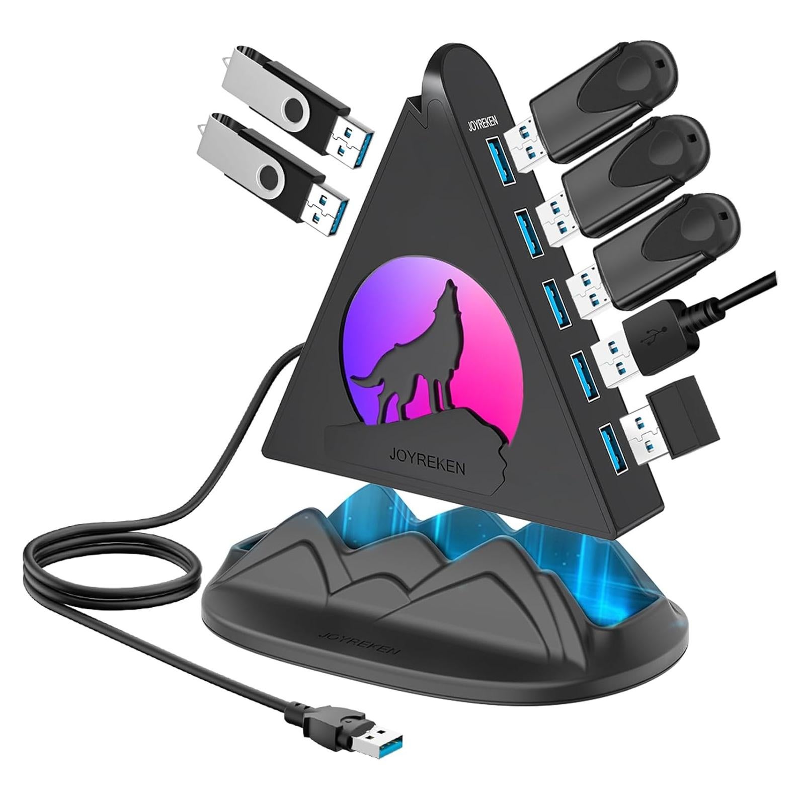 Hub USB 3.0 JoyReken de 7 Puertos con Luz RGB 0.61m