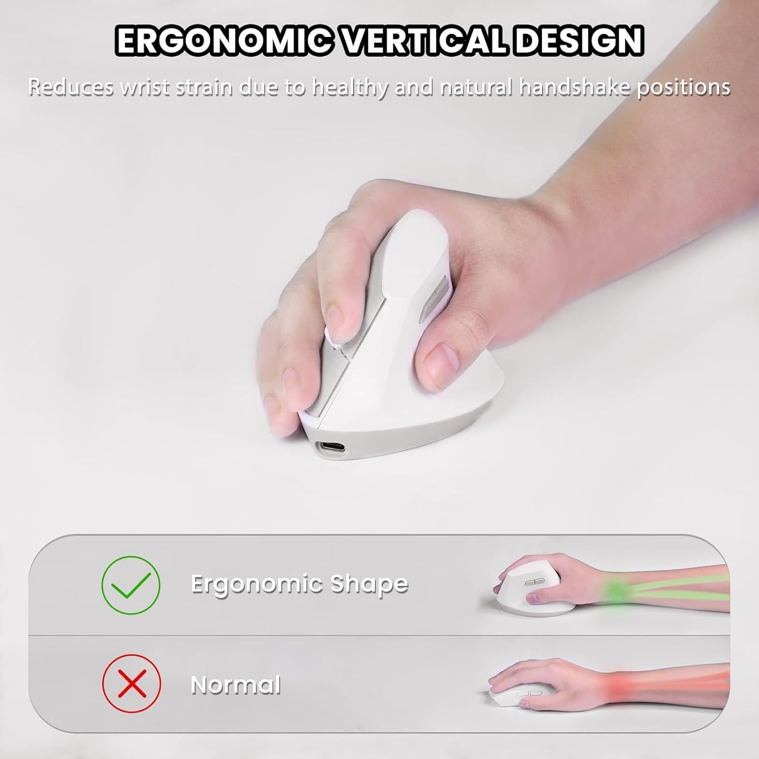 Ratón Inalámbrico A.JAZZ I300 Ergonómico Blanco 800/1200/1600 DPI