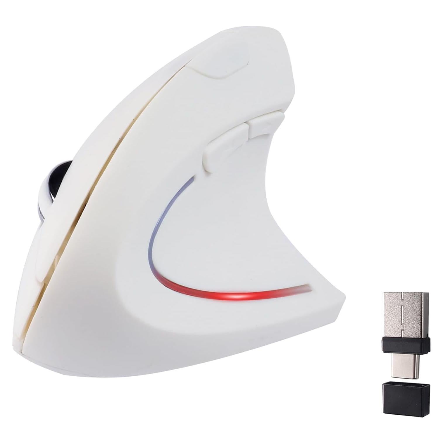 Ratón Inalámbrico Vertical Ergonómico KUYHRF USB C Blanco