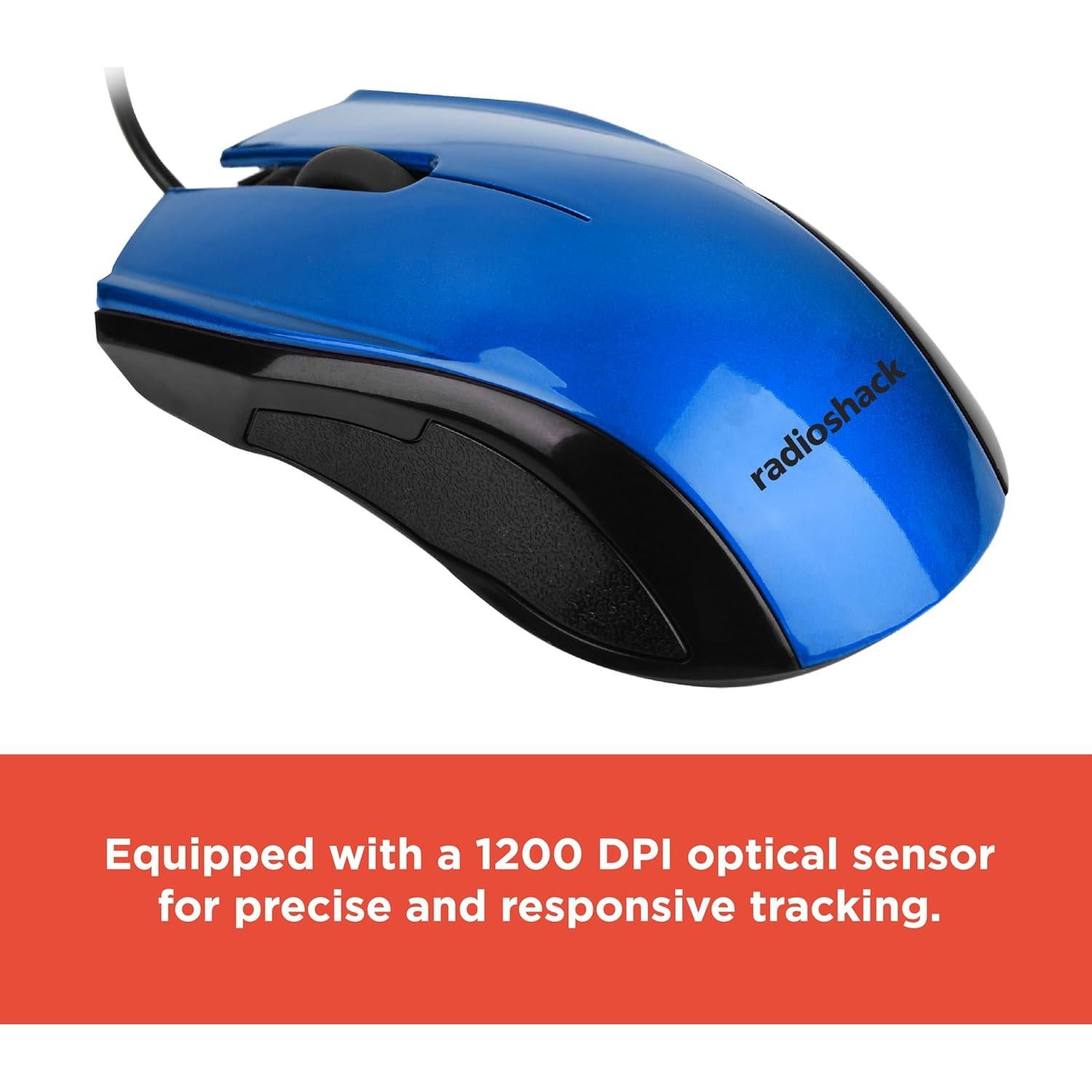 Mouse Óptico Ergonómico RadioShack Azul 1200 DPI USB