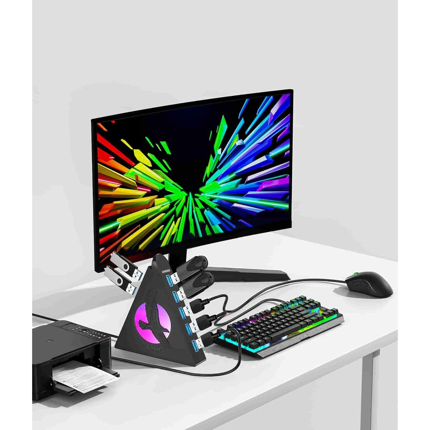 Hub USB 3.0 JoyReken de 7 Puertos con Luz RGB 0.61m